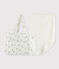 Babies' Organic Cotton Tube Knit Rabbit Bag and Changing Mat Set MARSHMALLOW white/GRIS grey
