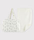 Babies' Organic Cotton Tube Knit Rabbit Bag and Changing Mat Set