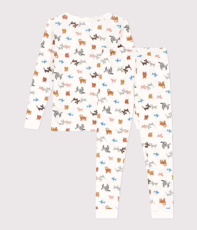 Children's Unisex Snugfit Cotton Pyjamas MARSHMALLOW white/MULTICO white