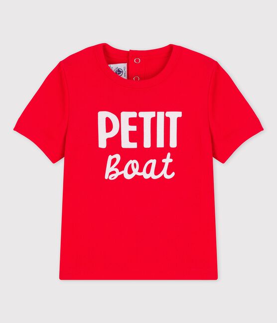 Babies' Short-Sleeved Cotton T-Shirt With Motif PEPS red