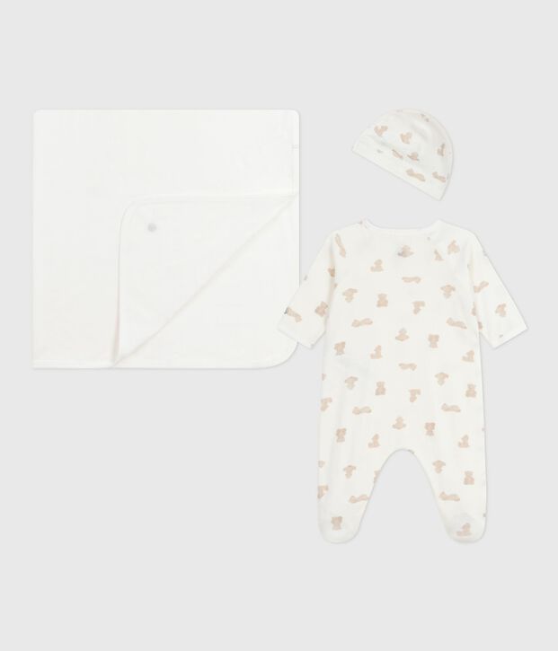 Babies' gift box in printed cotton white/BRUN