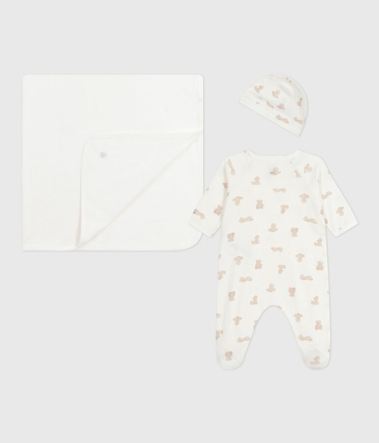Babies' gift box in printed cotton white/BRUN