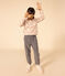 Girl's straight fit trousers in soft velvet THUYA green