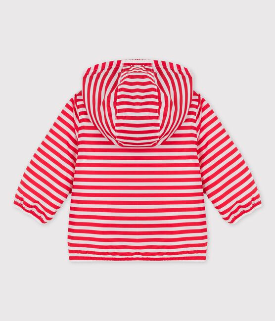 Babies' Warm Recycled Polyester Windbreaker PEPS red/MARSHMALLOW white