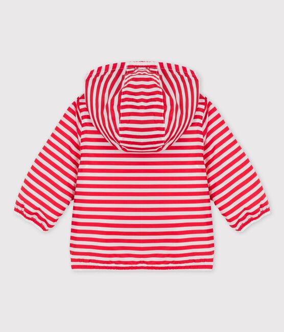Babies' Warm Recycled Polyester Windbreaker PEPS red/MARSHMALLOW white