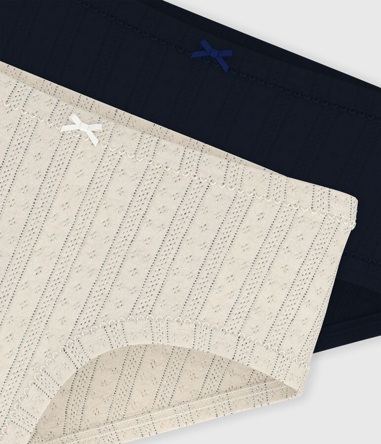 Pack of children's plain openwork cotton high-waist pants multicolor