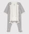 Babies' Stripy Cotton Bodyjama MARSHMALLOW white/SMOKING blue