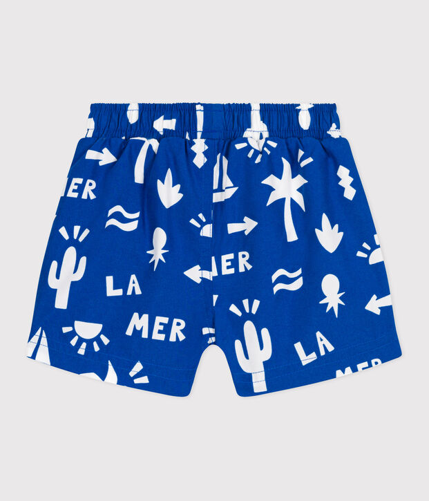 Babies' beach print swim shorts blue/white