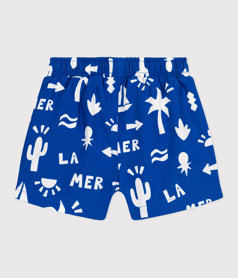 Babies' beach print swim shorts blue/white
