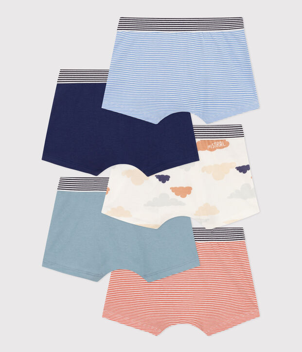 Boys' Cloud Patterned Cotton Boxer Shorts - 5-Pack multicolor