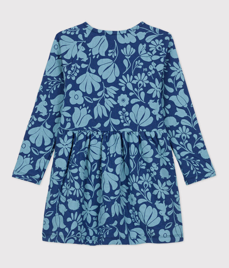 Girls' Long-Sleeved Floral Tube Knit Dress blue/blue