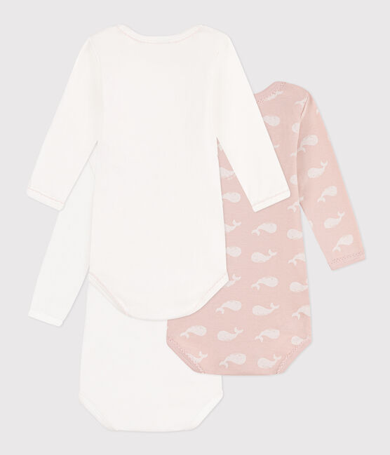 Babies' Long-Sleeved Pink Cotton Whale Themed Bodysuits - 3-Pack variante 1