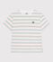 Women's short-sleeved stripy cotton T-shirt MARSHMALLOW white/MULTICO white