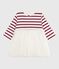 Babies' long-sleeved dress in two materials MILK red/AMARANTE