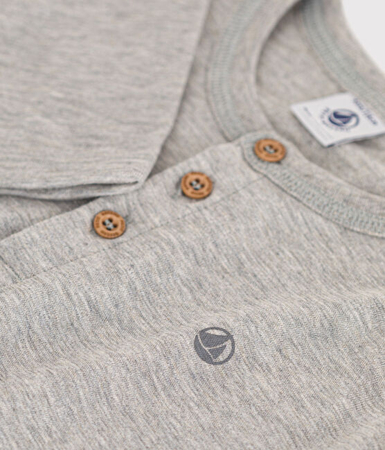 Boys' long-sleeved cotton T-shirt CHATON CHINE grey