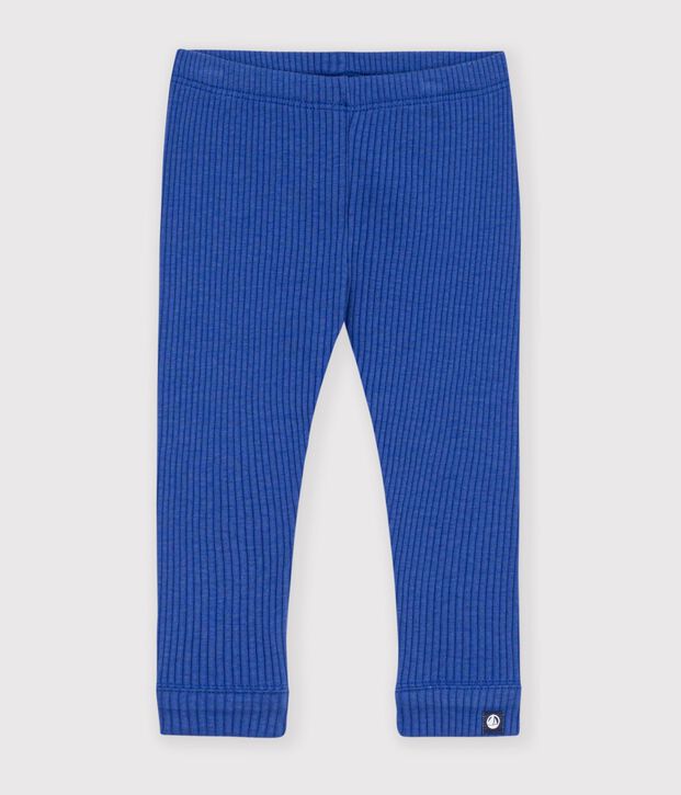 Babies' plain cotton leggings blue