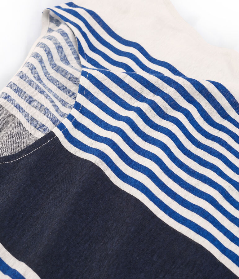 Women's short-sleeved linen t-shirt white/multicolor