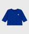 Babies' long-sleeved star-print cotton T-shirt OLYMPIC blue/SOIR