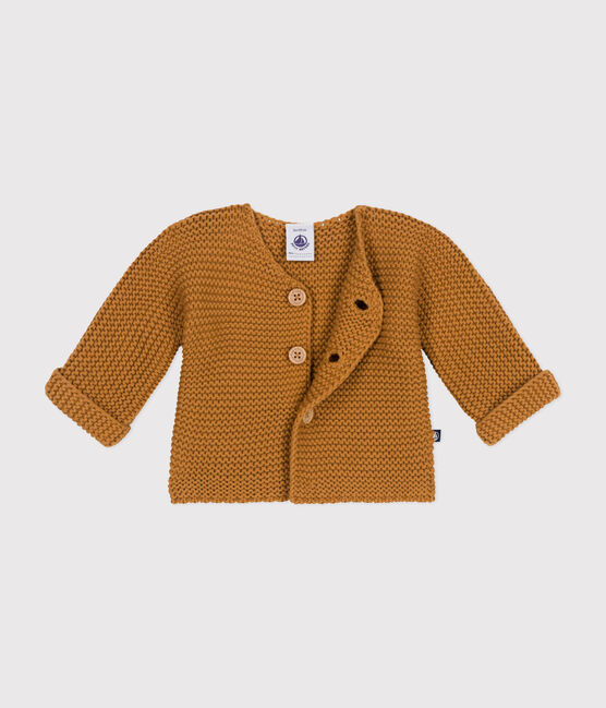 Babies' Moss Stitch Knit Cardigan CUIVRE brown