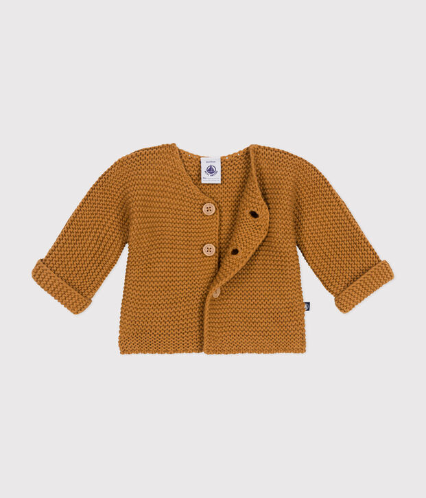 Babies' Moss Stitch Knit Cardigan brown