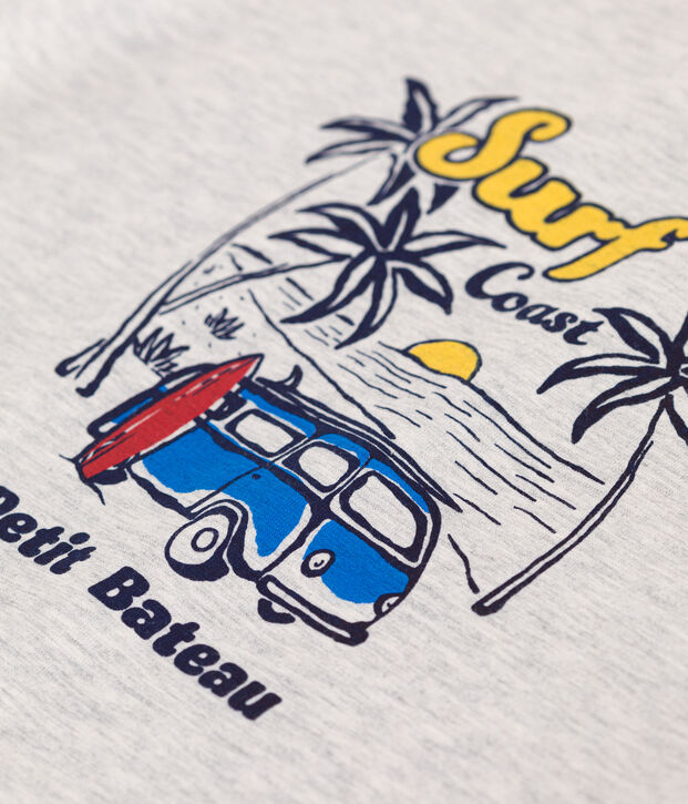 Children's short-sleeved printed cotton T-shirt grey