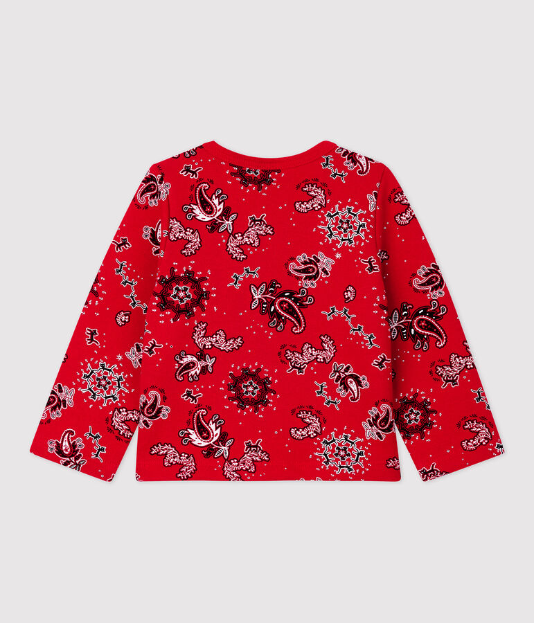 Babies' Bandanna Print Fleece Cardigan TERKUIT red/MULTICO white
