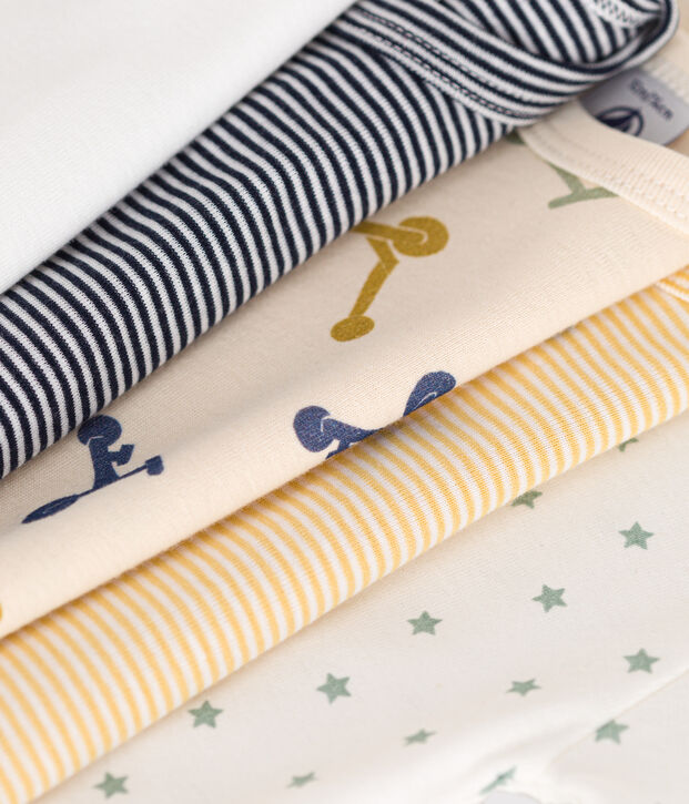 Babies' Scooter Design Long-Sleeved Cotton Bodysuits - 5-Pack multicolor