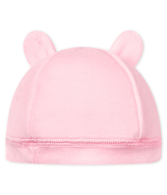 Unisex newborn baby velour bonnet VIENNE pink