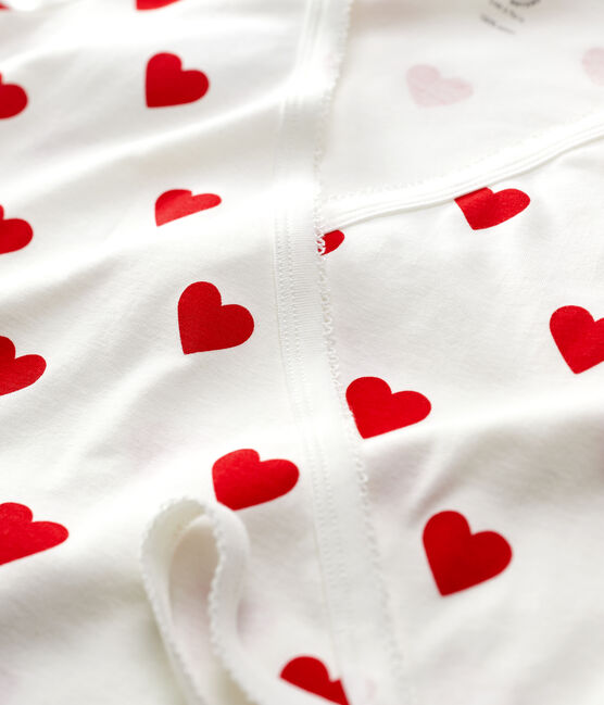Women's Organic Cotton Wrapover Cardigan MARSHMALLOW white/TERKUIT red
