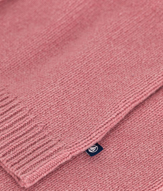 Girls' cotton and wool jacquard cardigan ROSEWOOD pink/AVALANCHE