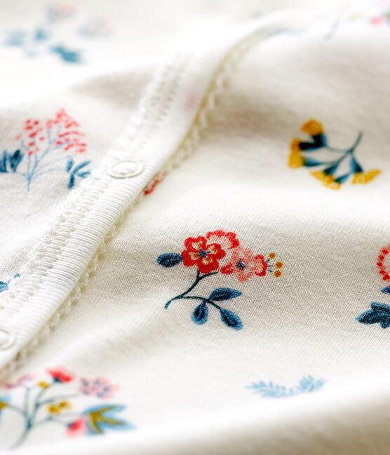Baby Girls' Ribbed Footless Sleepsuit MARSHMALLOW white/MULTICO white