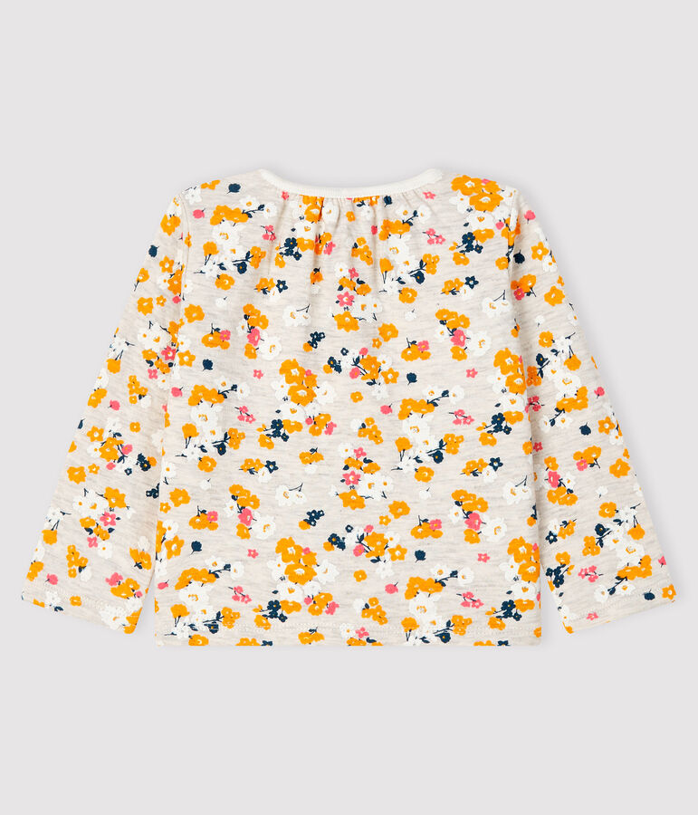 Baby girl's tubular knit cardigan beige/multicolor