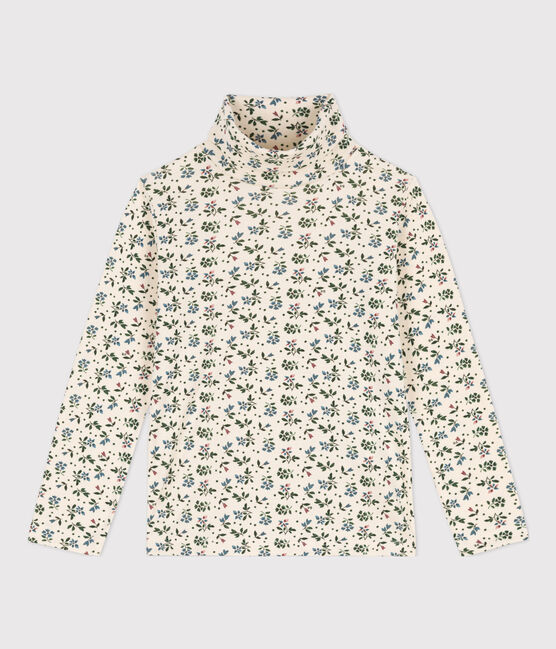 Girls' Floral Print Cotton Polo Neck AVALANCHE+VALLEE white/MULTICO
