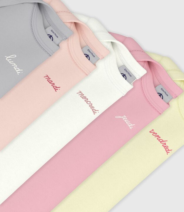 Pack of babies' short-sleeved plain cotton bodies multicolor