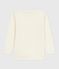 Children's long-sleeved plain wool and cotton t-shirt ECRU grey