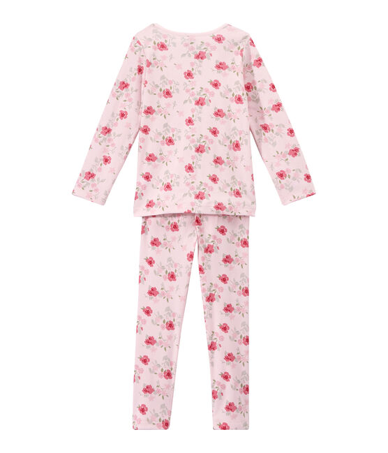 Girl's floral print pyjamas VIENNE pink/MULTICO white