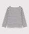Girls' Jersey Breton Top MARSHMALLOW white/SMOKING blue