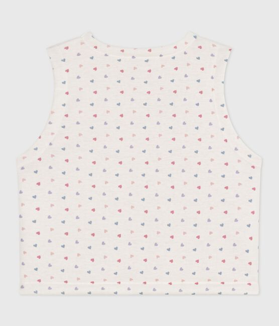 Babies' sleeveless reversible printed cotton cardigan MARSHMALLOW white/MULTICO white