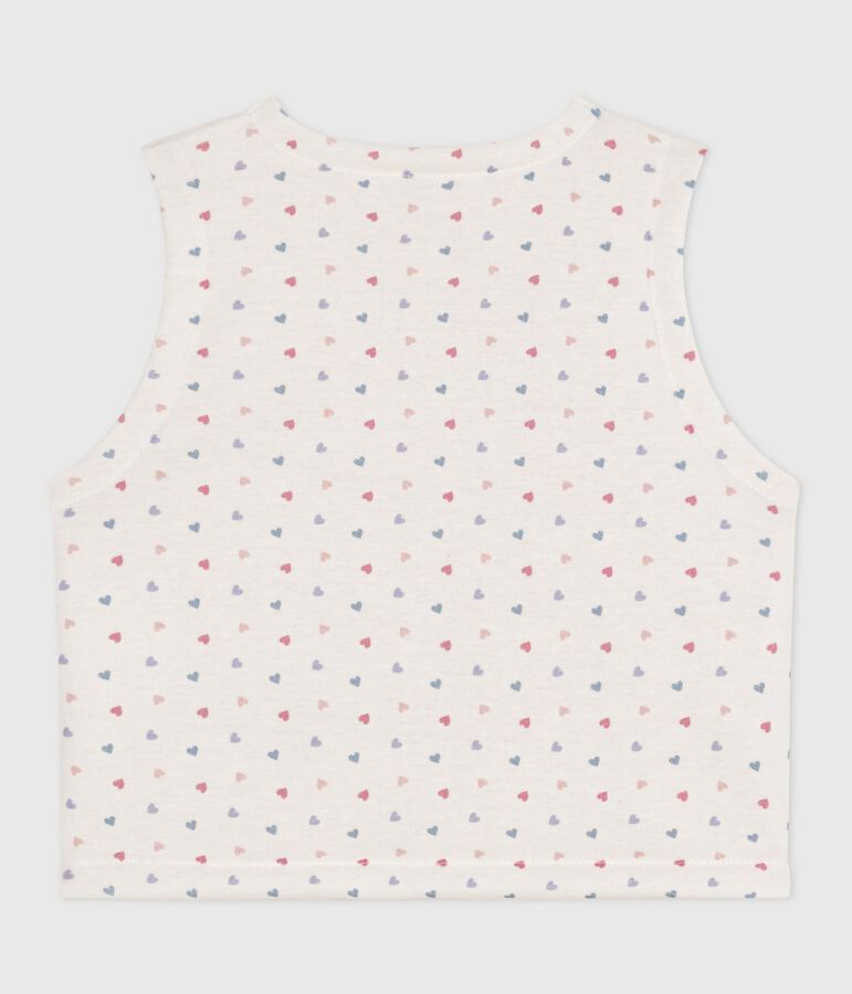 Babies' sleeveless reversible printed cotton cardigan white/multicolor