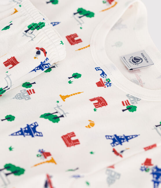 Children's Short Cotton Paris Print Pyjamas MARSHMALLOW white/MULTICO white