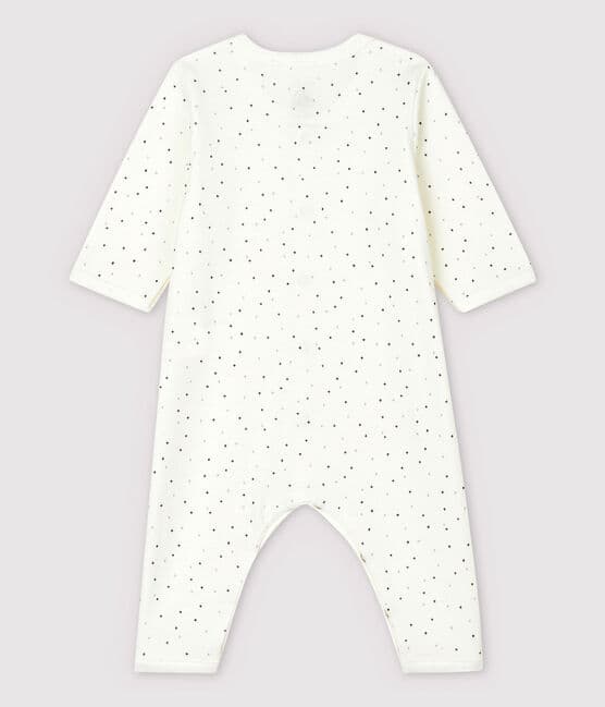 Babies' White Starry Footless Organic Cotton Velour Sleepsuit MARSHMALLOW white/MULTICO white