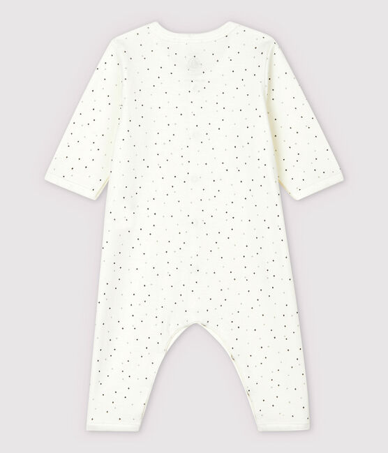 Babies' White Starry Footless Organic Cotton Velour Sleepsuit MARSHMALLOW white/MULTICO white