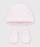 Babies' plain beanie and mittens set multicolor