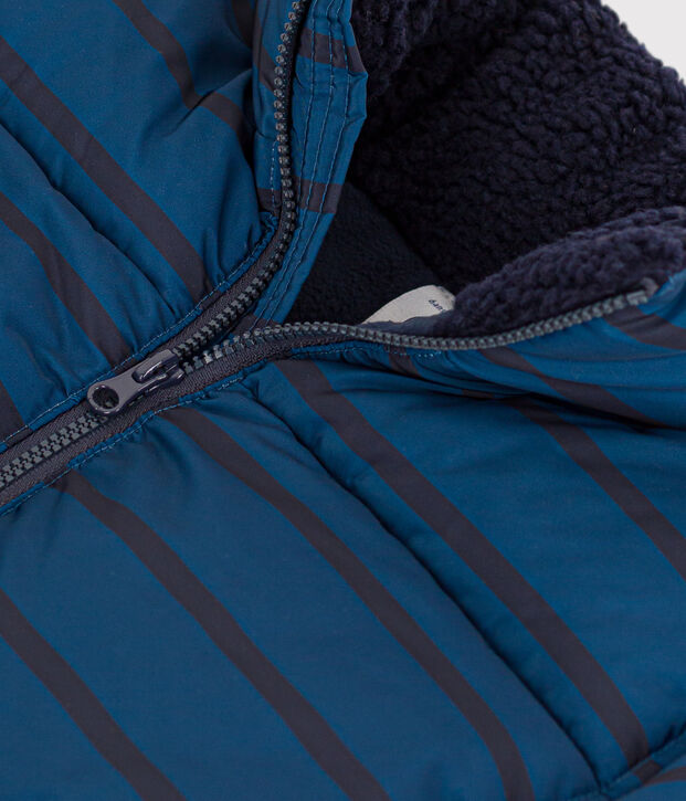 Boys' puffer jacket with fold-out hood blue/blue