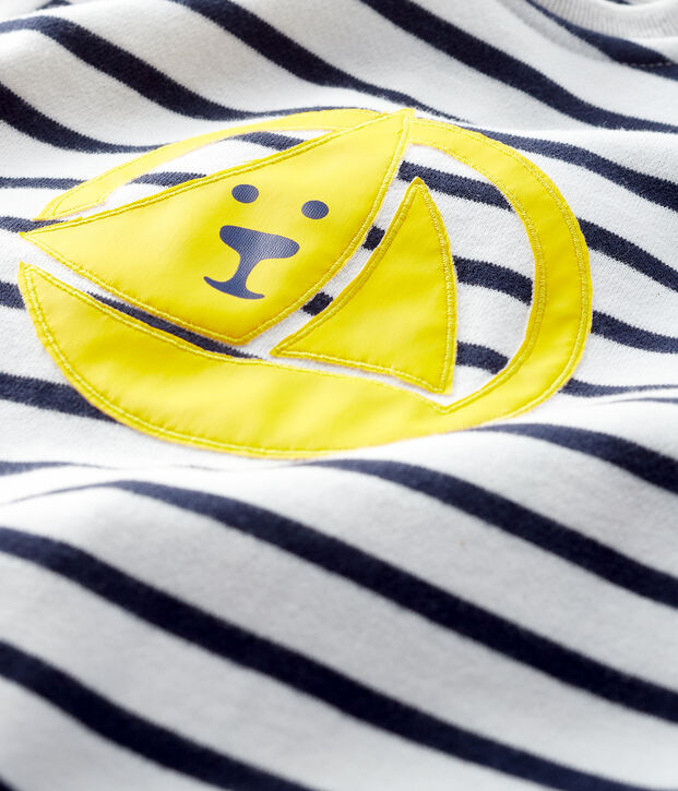 Baby boy's long playsuit white/blue