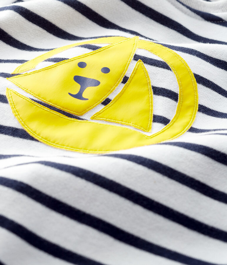 Baby boy's long playsuit MARSHMALLOW white/SMOKING blue