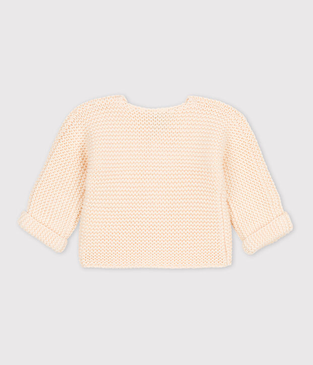 Babies' Moss Stitch Cotton Cardigan Ecru