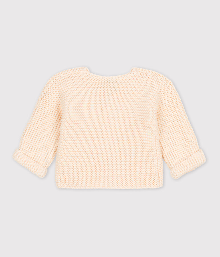 Babies' Moss Stitch Cotton Cardigan AVALANCHE Ecru
