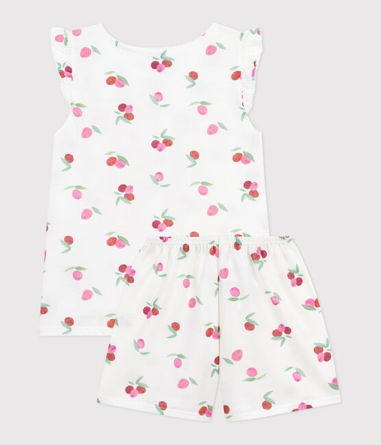 Children's short fruit print cotton pyjamas MARSHMALLOW white/MULTICO white