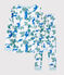 Boys' Snugfit Cat Print Cotton Pyjamas MARSHMALLOW white/MULTICO white
